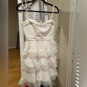 BCBGMaxAzria White Layered Strapless Dress